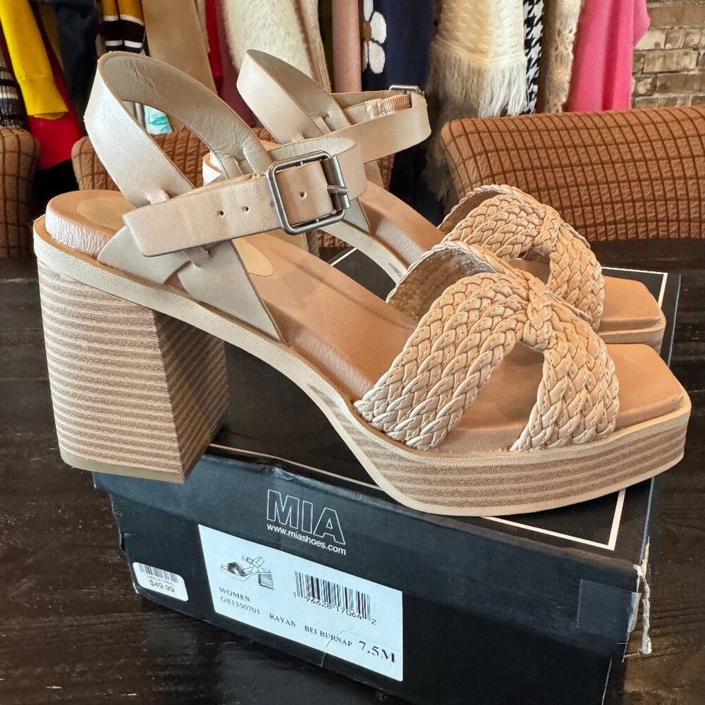 Mia Tan Braided Platform Heal Sandals - Picture 5 of 6